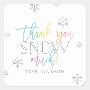 Dank u SNEEUW Veel Zilveren Regenboog Winter Vierkante Sticker