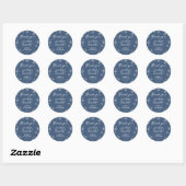 Dank u sneeuwveel blauw baby shower ronde sticker (Vel)