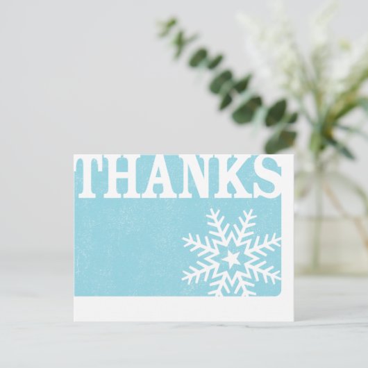 Dank u  sneeuwvlok kerst briefkaart (Staand voorkant)