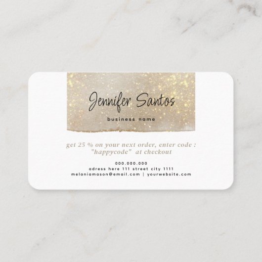 Dank u Social Media Small Business Modern Gold Visitekaartje (Achterkant)