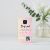 Dank U Sociale Media QR-code & Logo Roze Glitters Visitekaartje (Staand voorkant)