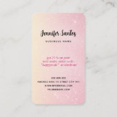 Dank U Sociale Media QR-code & Logo Roze Glitters Visitekaartje (Achterkant)