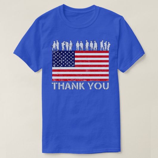 Dank u Soldaat Patriottische Amerikaanse Vlag T-shirt (Design voorkant)