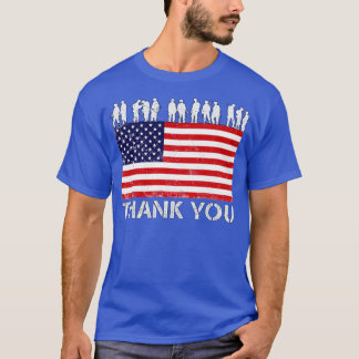 Dank u Soldaat Patriottische Amerikaanse Vlag T-shirt
