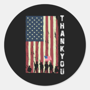 Dank u Soldaat USA vlag Patriottische Memorial Day Ronde Sticker