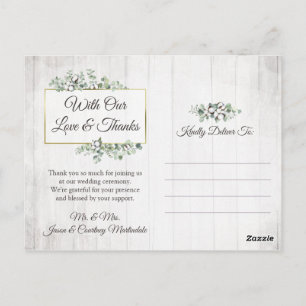 Dank u Southern Cotton 3-foto bruiloft Briefkaart