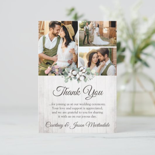 Dank u Southern Cotton Country Wedding Kaart (Staand voorkant)