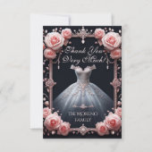 Dank u Spaans Quinceañera Roos Bedankkaart (Voorkant)