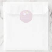Dank u Speciale Levering Ooievaar en Baby Roze Ronde Sticker (Tas)