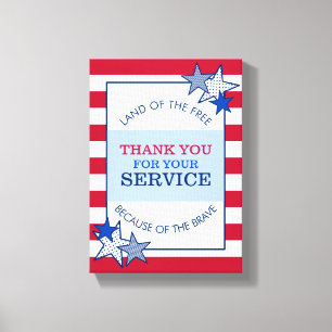 Dank u Stars Stripes Patriottische Veteranendienst Canvas Afdruk