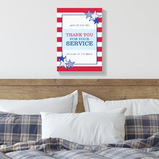 Dank u Stars Stripes Patriottische Veteranendienst Canvas Afdruk (Insitu (Slaapkamer))