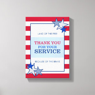Dank u Stars Stripes Patriottische Veteranendienst Canvas Afdruk