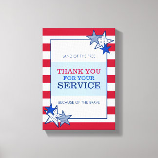 Dank u Stars Stripes Patriottische Veteranendienst Canvas Afdruk