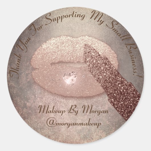 Dank u steunt het Lippenhart van de Kleine Bedrijf Ronde Sticker (Voorkant)
