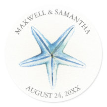 Dank u Sticker Blue Starfish Beach bruiloft