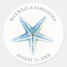 Dank u Sticker Blue Starfish Beach bruiloft