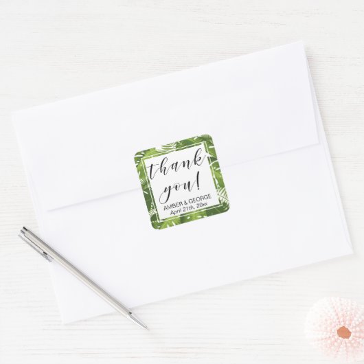 Dank u sticker | Groene bladeren (Envelop)