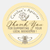Dank u Sticker met Bee Honey Apiary Business (Voorkant)