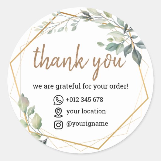 Dank u Sticker Moderne groene bloemblaadjes (Voorkant)