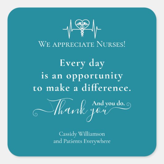 Dank u Sticker Patiënt aan verpleegkundige Geperso (Voorkant)
