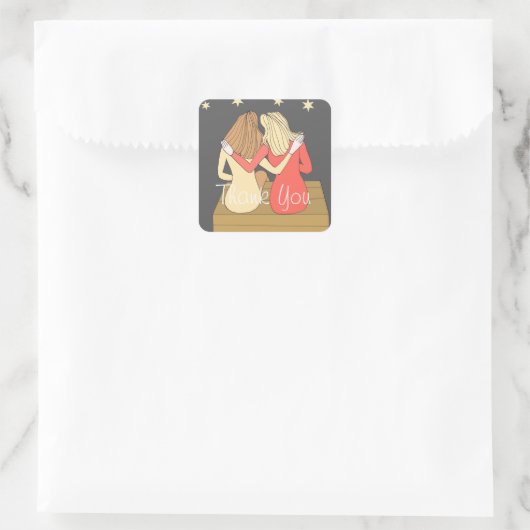 Dank u -Sticker Vierkante Sticker (Tas)