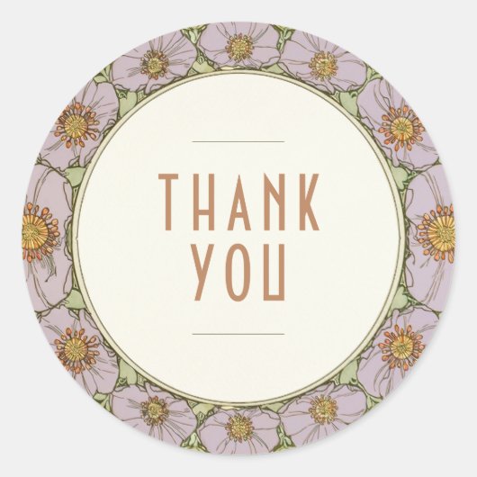 Dank U Sticker Vintage Art Nouveau Mucha (Voorkant)