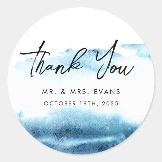 Dank u Sticker voor een moderne bruiloft. (Voorkant)