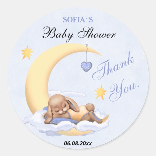 Dank u sticker voor het baby shower. (Voorkant)