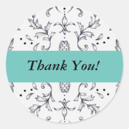 Dank u Stickers Damask Black en Blauwgroen