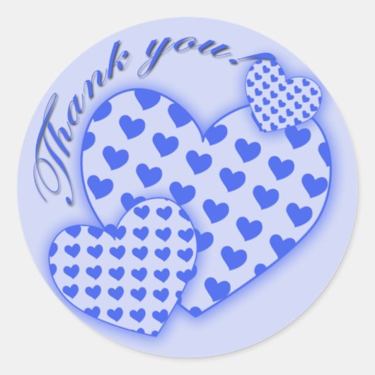 Dank u Stickers met Blue Hearts (Voorkant)