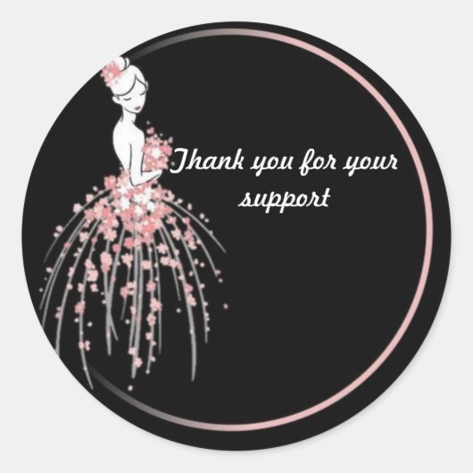 Dank u Stickers - Roze Floral jurk ontwerp (Voorkant)