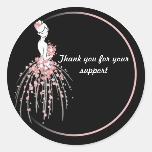 Dank u Stickers - Roze Floral jurk ontwerp (Voorkant)