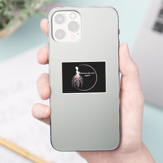 Dank u Stickers - Roze Floral jurk ontwerp (Telefoon)