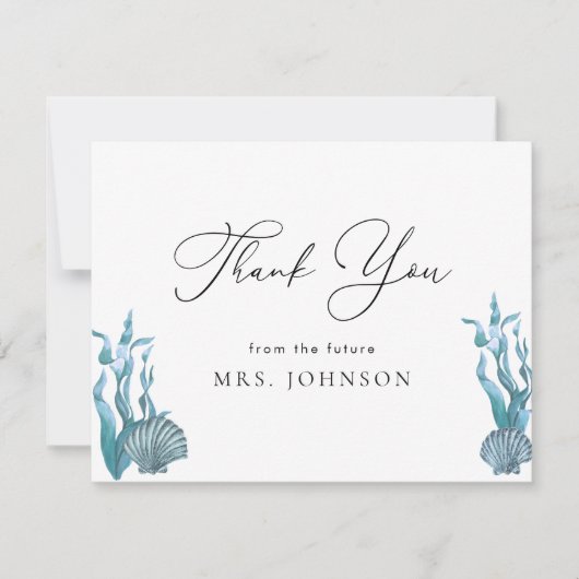 Dank u stijlvolle nautische shell Vrijgezellenfees Bedankkaart (Voorkant)