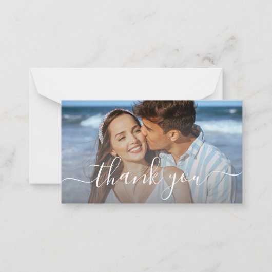 Dank u stijlvolle script bruiloft foto budget notitiekaartje (Voorkant)