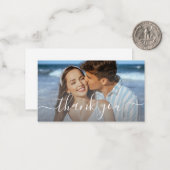 Dank u stijlvolle script bruiloft foto budget notitiekaartje (Voorkant / Achterkant in situ)