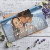 Dank u stijlvolle script bruiloft foto budget notitiekaartje