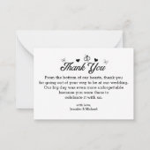 Dank u stijlvolle script zwart & wit foto bruiloft notitiekaartje (Achterkant)