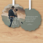 dank u stijlvolle witte typografie bruiloft foto ornament kaart