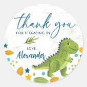 Dank u Stomping Tyrannosaurus Dinosaurus Verjaarda Ronde Sticker (Voorkant)