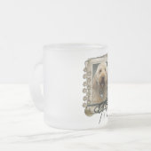 Dank u - Stone Paws - GoldenDoodle Matglas Koffiemok (Voorkant links)