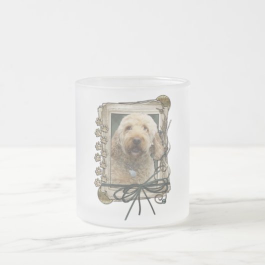 Dank u - Stone Paws - GoldenDoodle Matglas Koffiemok (Center)
