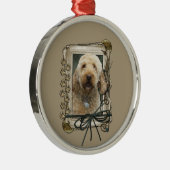 Dank u - Stone Paws - GoldenDoodle Metalen Ornament (Rechts)