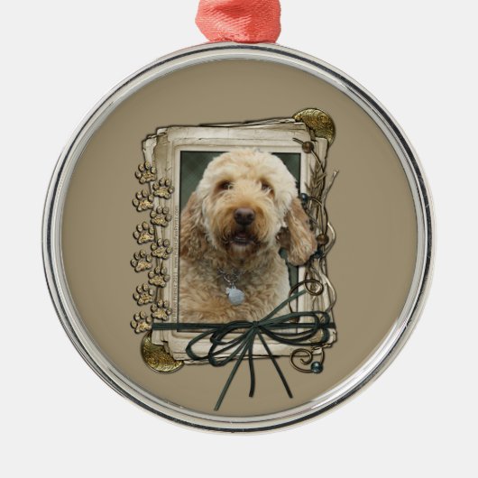 Dank u - Stone Paws - GoldenDoodle Metalen Ornament (Voorkant)