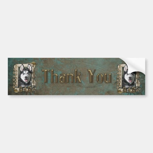 Dank u - Stone Paws - Siberian Husky - Pap Bumpersticker (Voorkant)