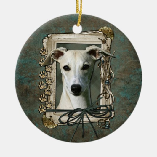 Dank u - Stone Paws - Whippet Keramisch Ornament (Voorkant)
