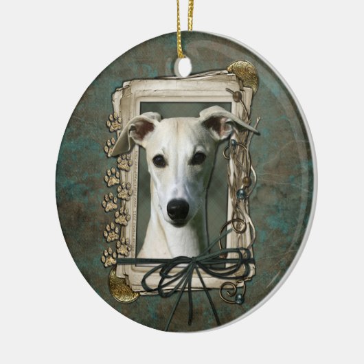 Dank u - Stone Paws - Whippet Keramisch Ornament (Links)