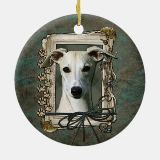 Dank u - Stone Paws - Whippet Keramisch Ornament (Achterkant)