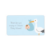 Dank u Stork levert Schattigee baby jongen Etiket (Voorkant)