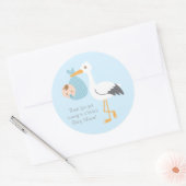 Dank u Stork levert Schattigee baby jongen Ronde Sticker (Envelop)
